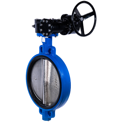 Затвор дисковый Ridval тип RVB 01 DN100 PN16,корпус чугун, диск чугун, EPDM, Редуктор СИНИЙ